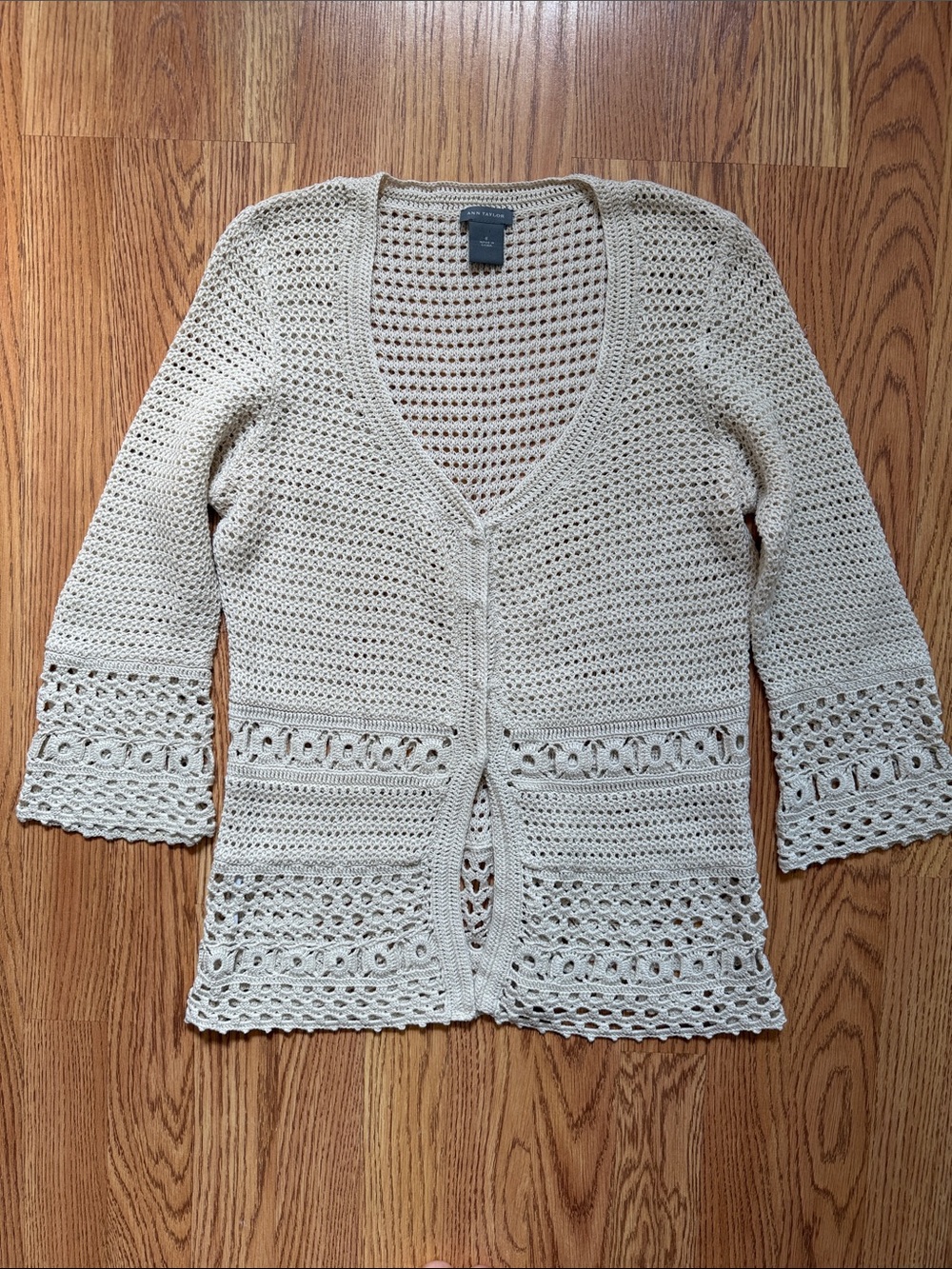 Crochet Openwork V-Neck Cardigan